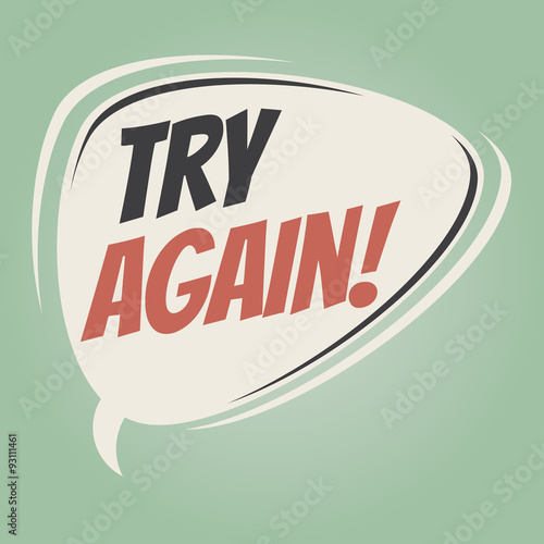 try again retro speech bubble