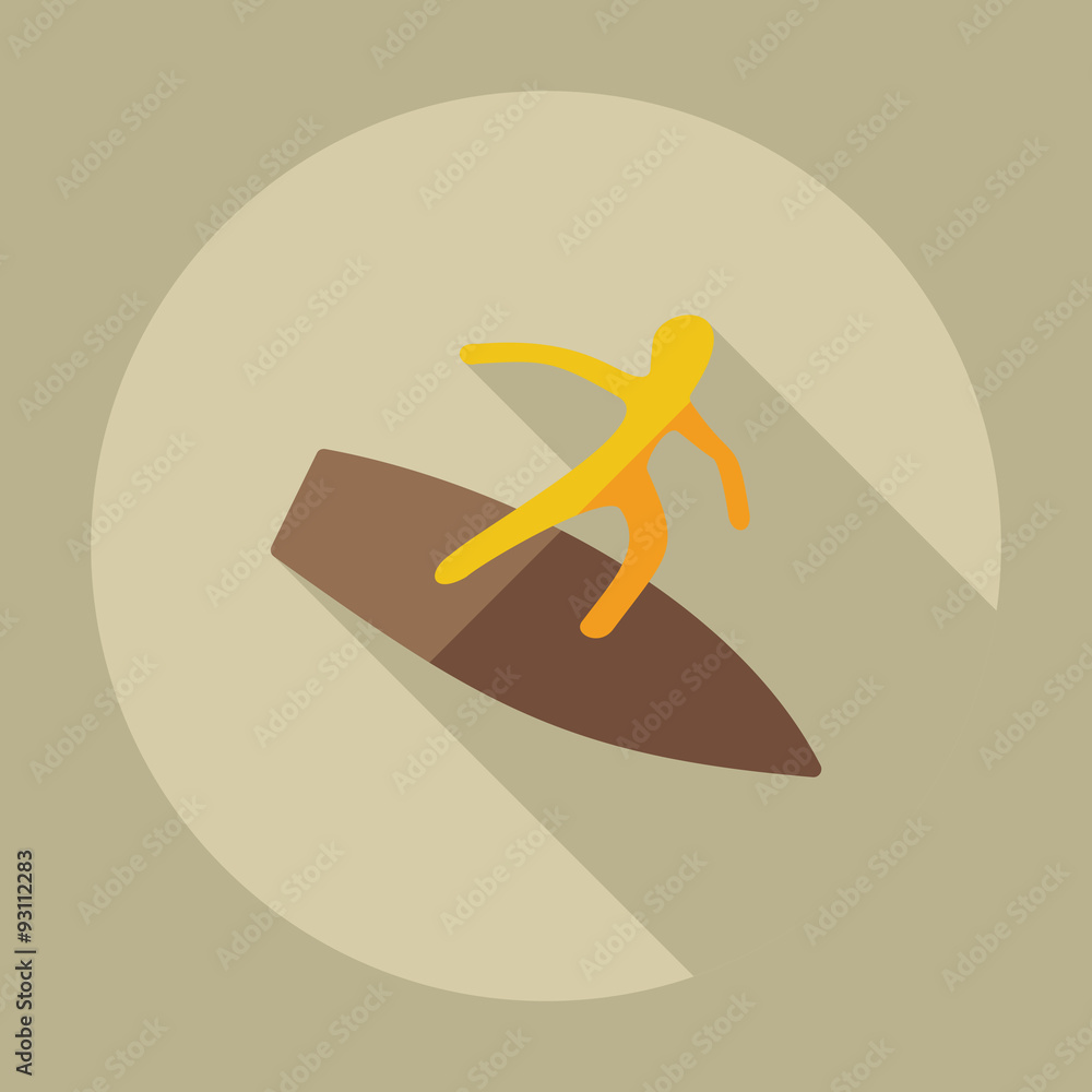 Flat modern design with shadow icons surfer Flat modern design with shadow icons surfer