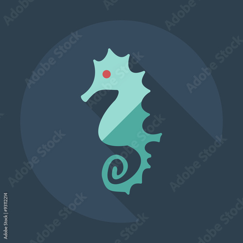 Flat modern design with shadow icons seahorses 