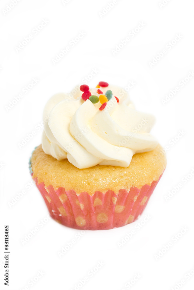 Cupcake with sprinkles isolated on white background. Cupcake with sprinkles isolated on white background.