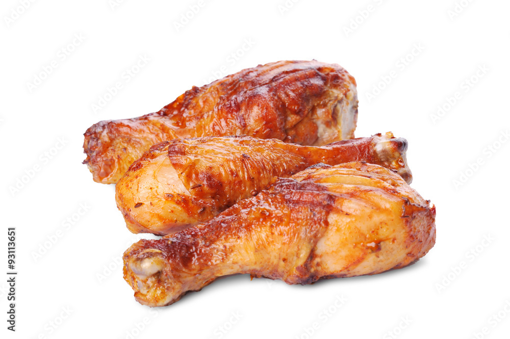 roasted chicken legs isolated on white background roasted chicken legs isolated on white background