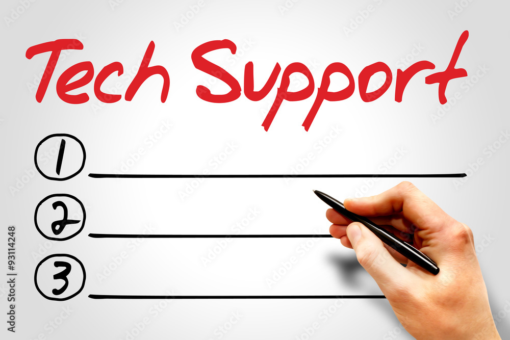 Tech Support blank list, business concept Tech Support blank list, business concept