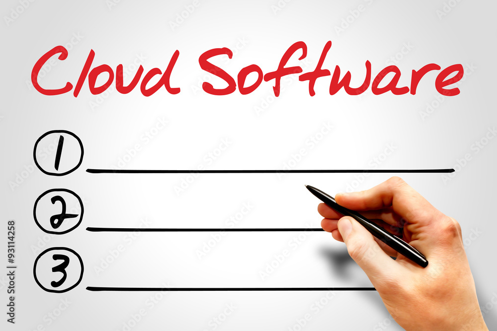 Cloud Software blank list, business concept Cloud Software blank list, business concept