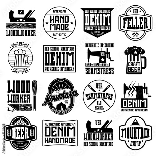 Handcrafted badges in retro style