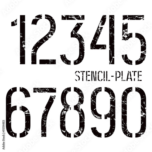Stencil-plate numbers in military style