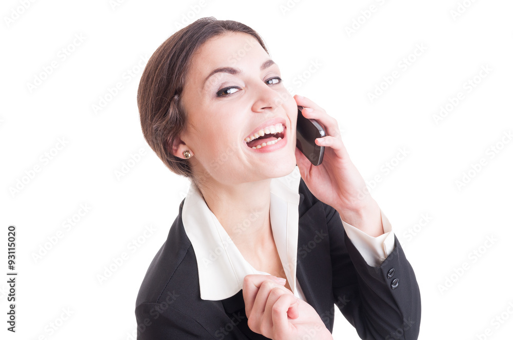 Happy, friendly and smiling female or woman contact person Happy, friendly and smiling female or woman contact person
