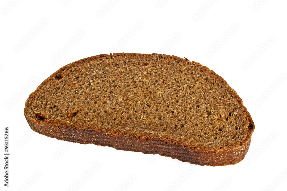 Slice of fresh rye bread isolated on white background Slice of fresh rye bread isolated on white background