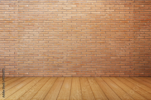 empty room with red brick wall