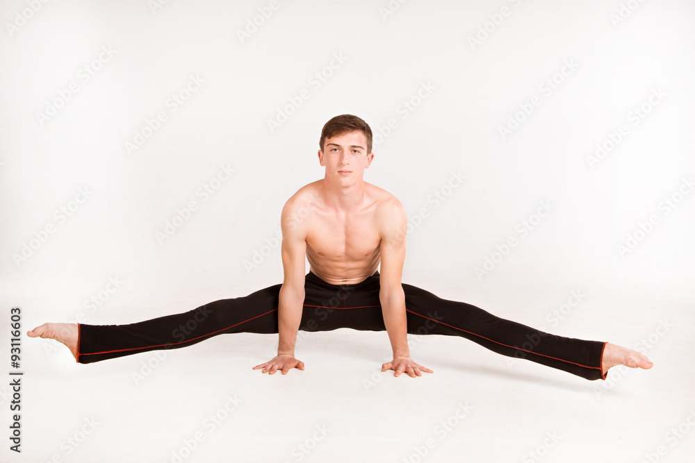 slender man doing gymnastic exercises