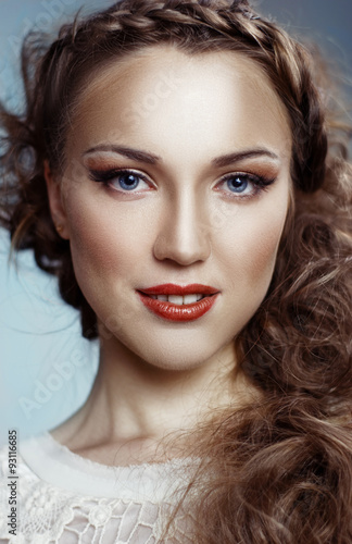 Wallpaper Mural Pretty  woman. Healthy Long Curly Hair Torontodigital.ca