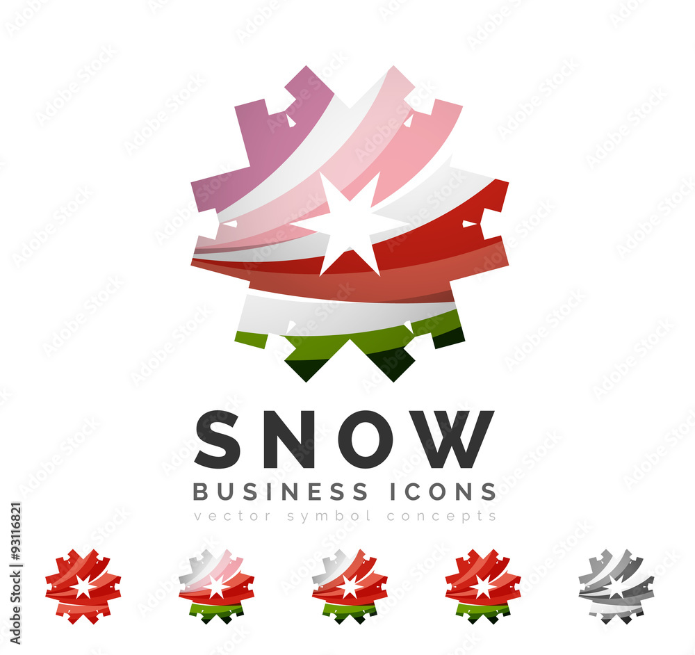 Set of abstract colorful snowflake logo icons, winter concepts Set of abstract colorful snowflake logo icons, winter concepts