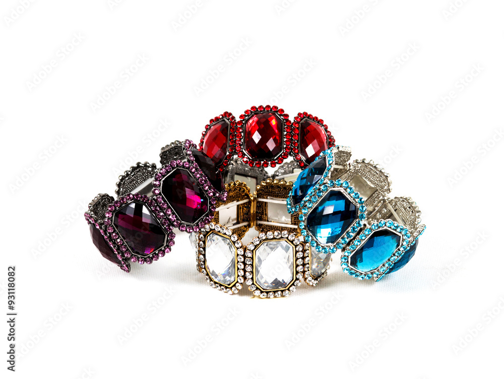Beautiful bracelets isolated on white background Beautiful bracelets isolated on white background