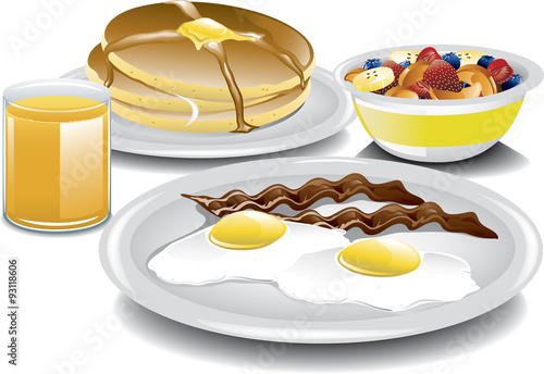 Illustration of a complete and healthy breakfast.
