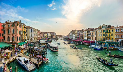 Panoramic view of famous Canal Grande from famous Rialto Bridge in Venice, Italy © JFL Photography