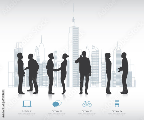 Modern infographic for business project with silhouette people.