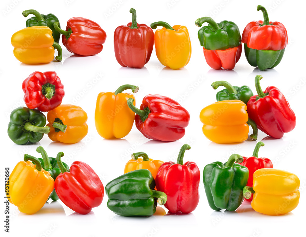 set of pepper on white background set of pepper on white background