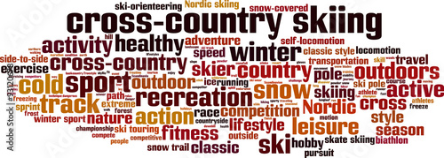 cross-country skiing word cloud concept. Vector illustration