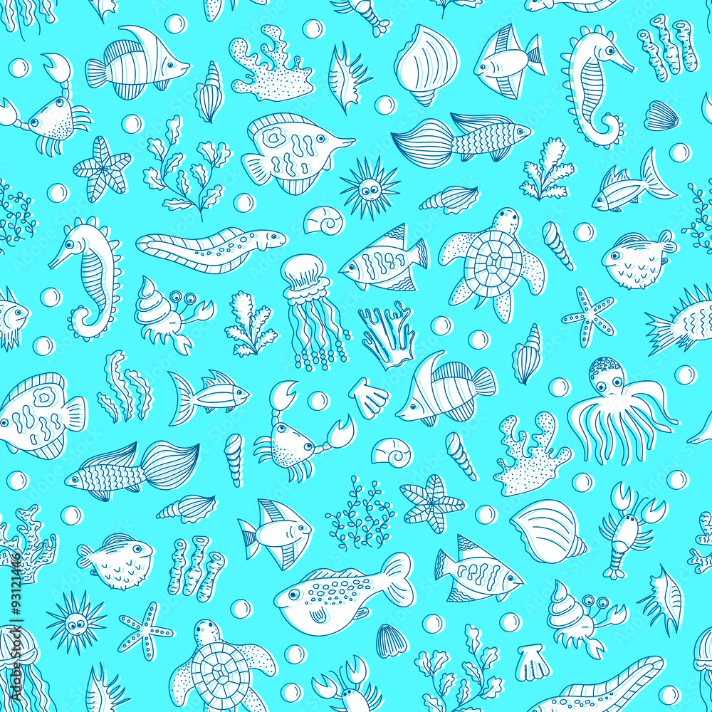 seamless pattern with underwater animals seamless pattern with underwater animals
