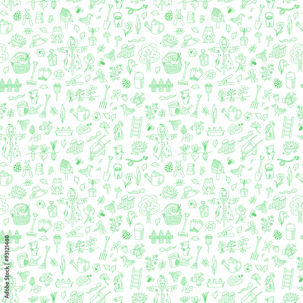 seamless pattern with garden elements