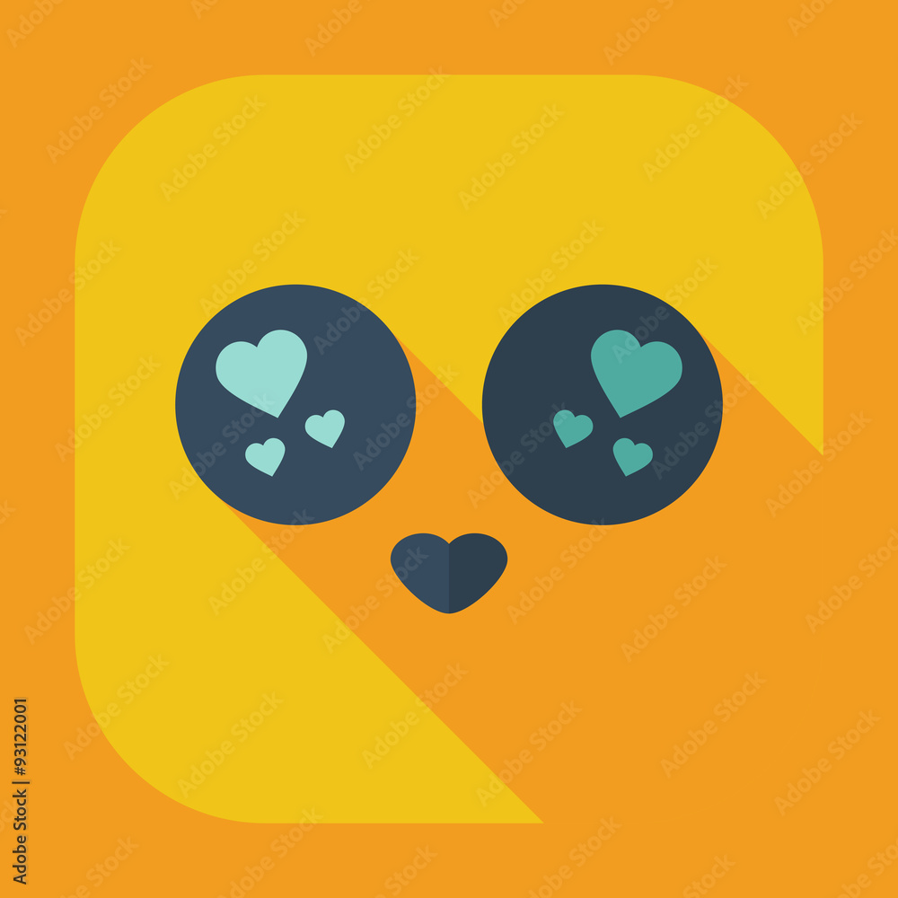 Flat modern design with shadow icons smiley in love Flat modern design with shadow icons smiley in love