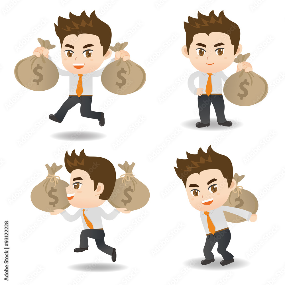 cartoon illustration Businessman with moneybag cartoon illustration Businessman with moneybag