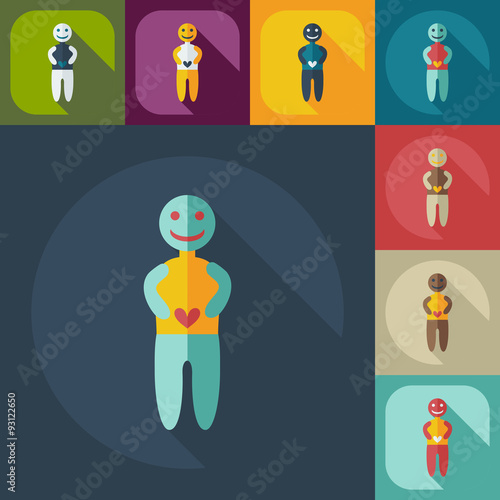Flat modern design with shadow icons the human heart
