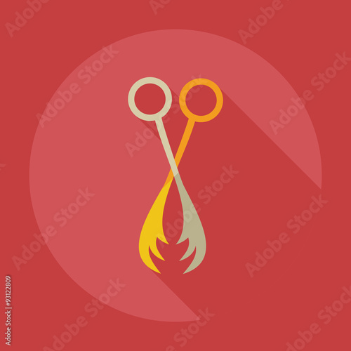 Flat modern design with shadow icons thinning scissors
