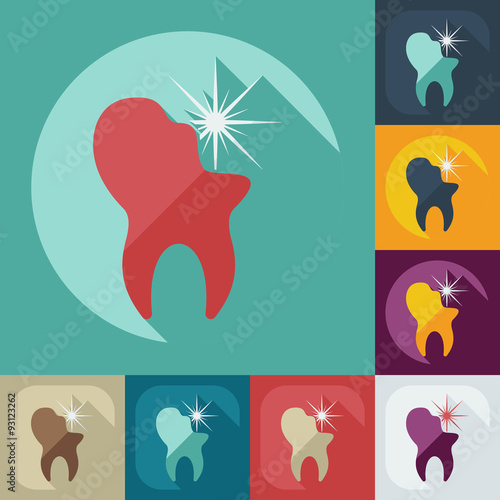 Flat modern design with shadow icons tooth