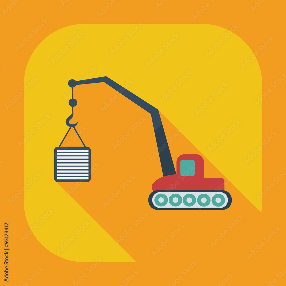 Flat modern design with shadow icons crane Flat modern design with shadow icons crane