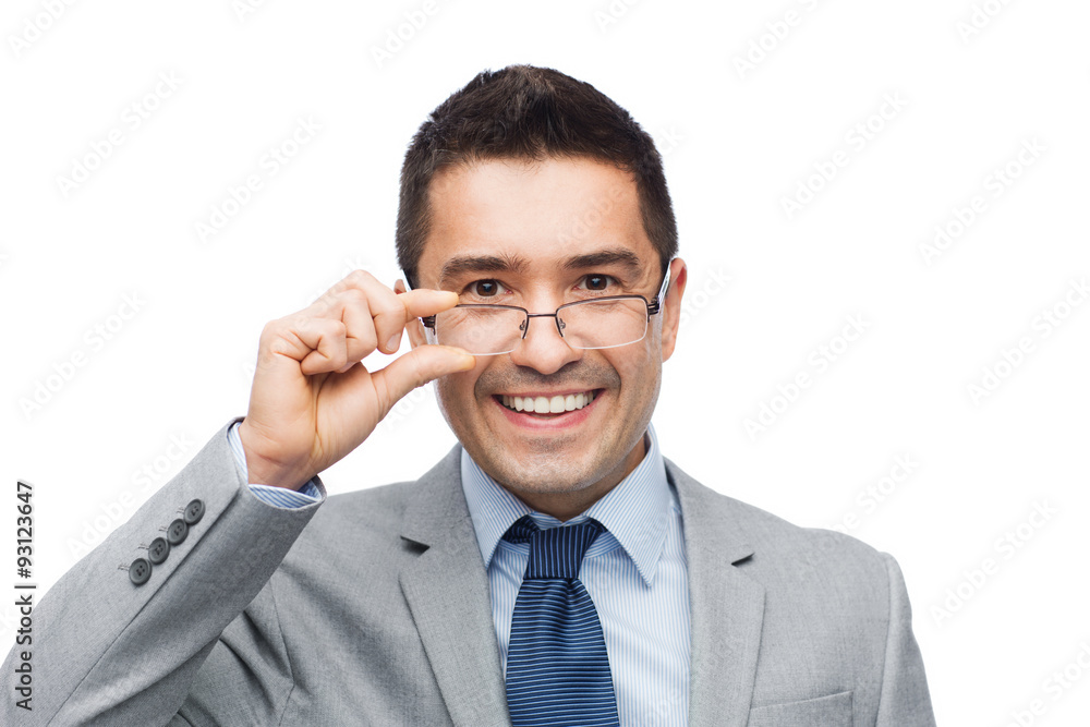 happy smiling businessman in eyeglasses and suit happy smiling businessman in eyeglasses and suit