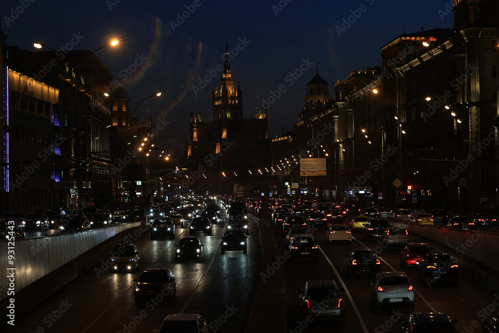 Night city background, blur background Road