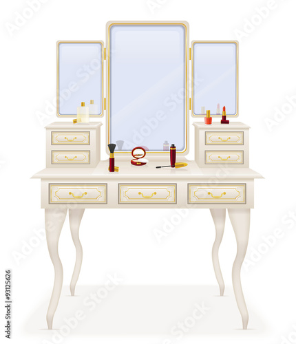 vanity table old retro furniture vector illustration