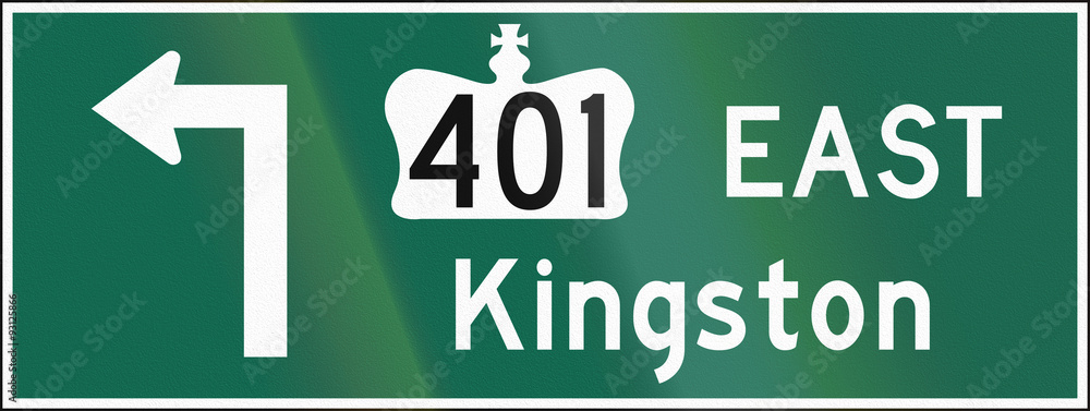 Fototapeta premium QEW Guide Road Sign In Ontario - Canada