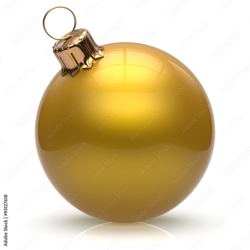 New Year's Eve Christmas ball bauble wintertime decoration yellow sphere hanging adornment classic. Traditional winter ornament happy holidays Merry Xmas event symbol glossy blank. 3d render isolated New Year's Eve Christmas ball bauble wintertime decoration yellow sphere hanging adornment classic. Traditional winter ornament happy holidays Merry Xmas event symbol glossy blank. 3d render isolated