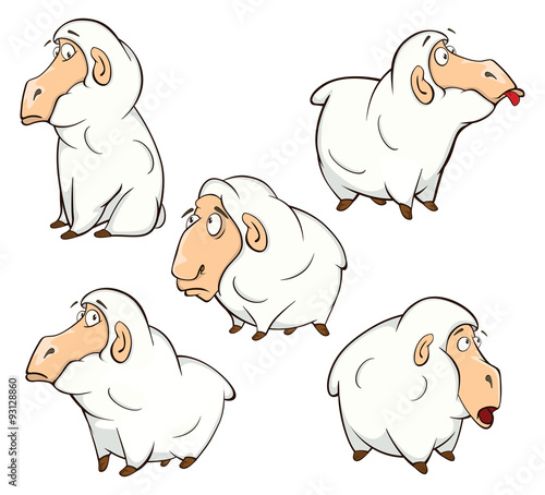  illustration of a set of cute cartoon sheep photo