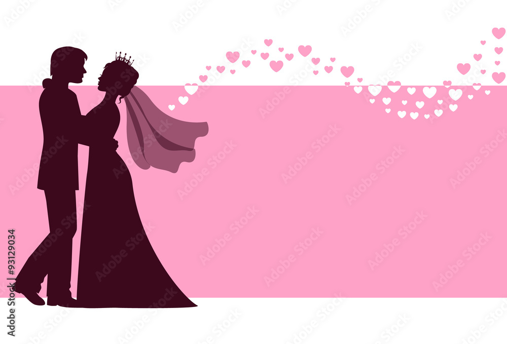 couple are embracing on a pink background with hearts couple are embracing on a pink background with hearts