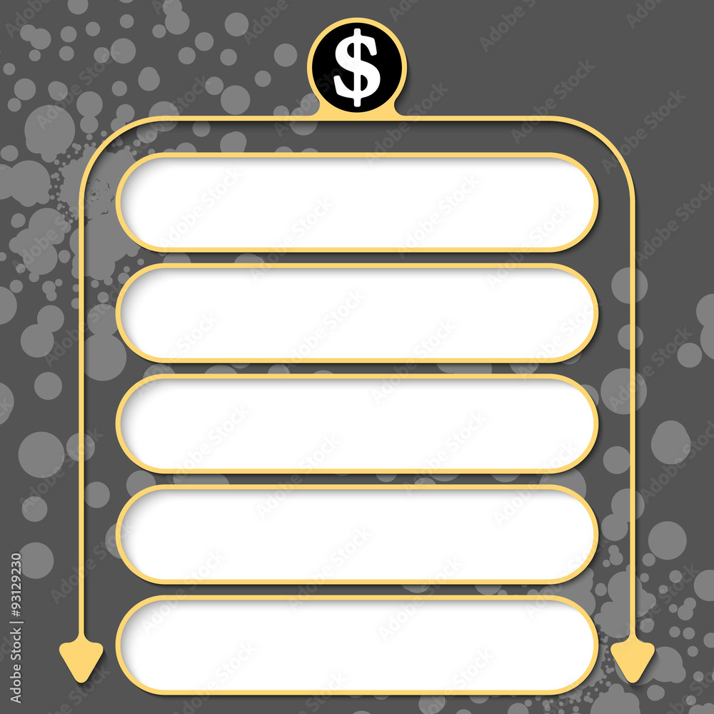 Five frames for your text and dollar symbol Five frames for your text and dollar symbol