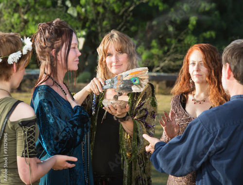 Wicca People with Sage Incense photo