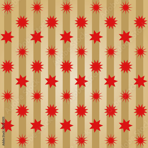 Verschiedene unterschiedlich rote Sterne in Reihen versetzt auf goldenen Streifen im quadratischen Format © mkabeck