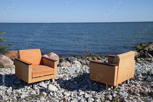 chairs on the seashore