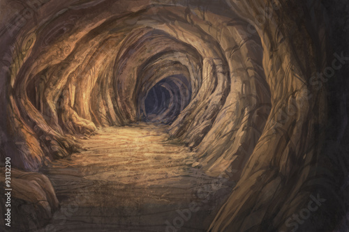 Fotografie, Tablou Inside a stone cave