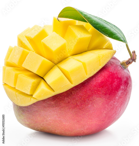 Mango fruit and mango cubes. The picture of high quality.