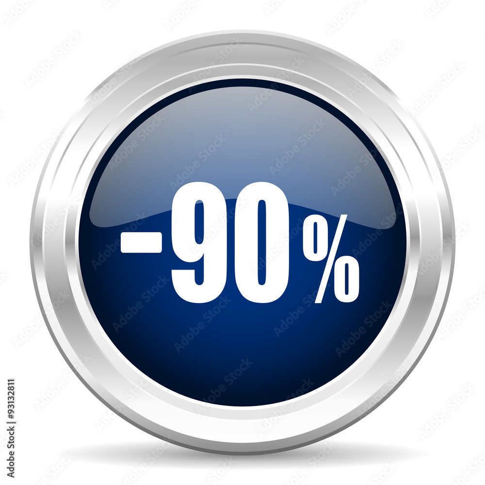 90 percent sale retail cirle glossy dark blue web icon on white background 90 percent sale retail cirle glossy dark blue web icon on white background