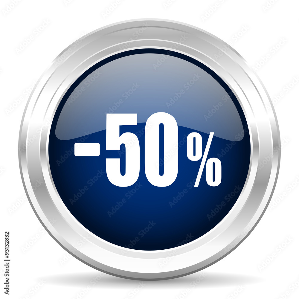 50 percent sale retail cirle glossy dark blue web icon on white background 50 percent sale retail cirle glossy dark blue web icon on white background