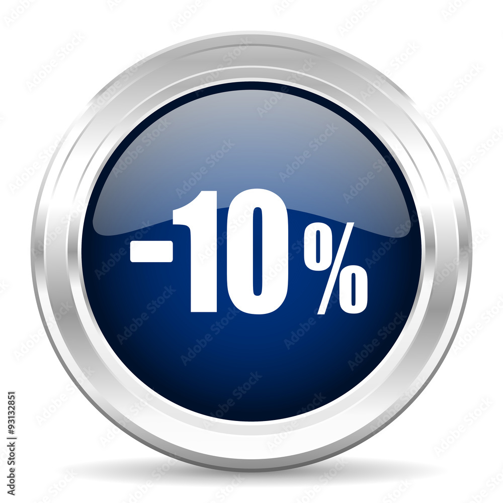 10 percent sale retail cirle glossy dark blue web icon on white background