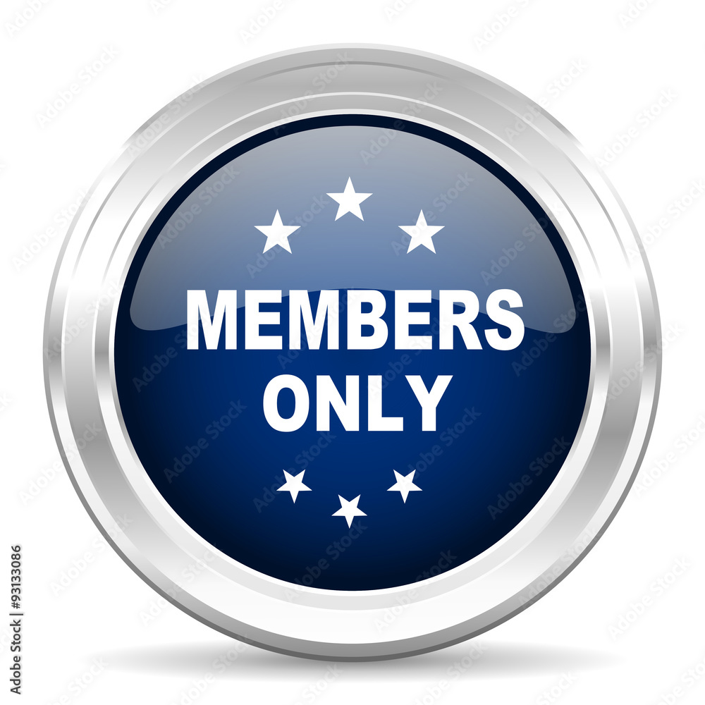 members only cirle glossy dark blue web icon on white background members only cirle glossy dark blue web icon on white background