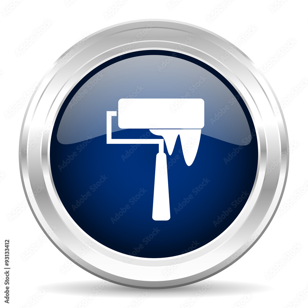 brush cirle glossy dark blue web icon on white background brush cirle glossy dark blue web icon on white background