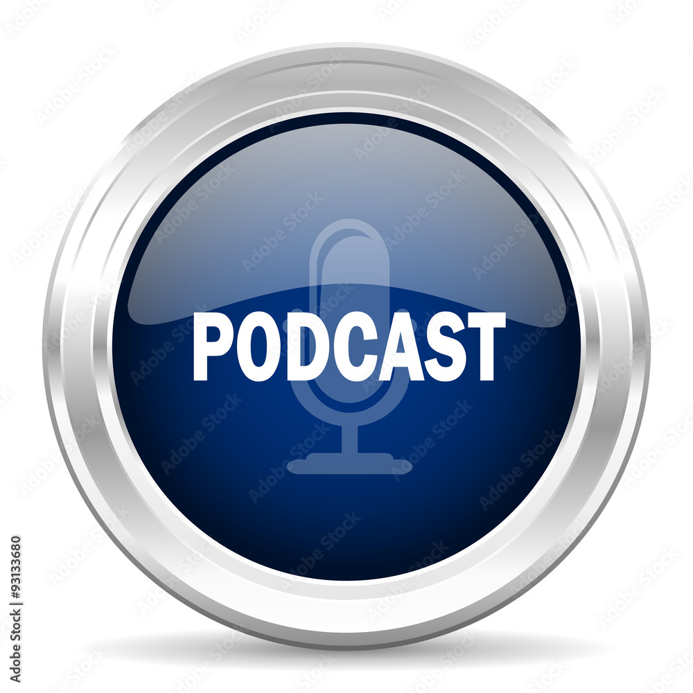 podcast cirle glossy dark blue web icon on white background podcast cirle glossy dark blue web icon on white background