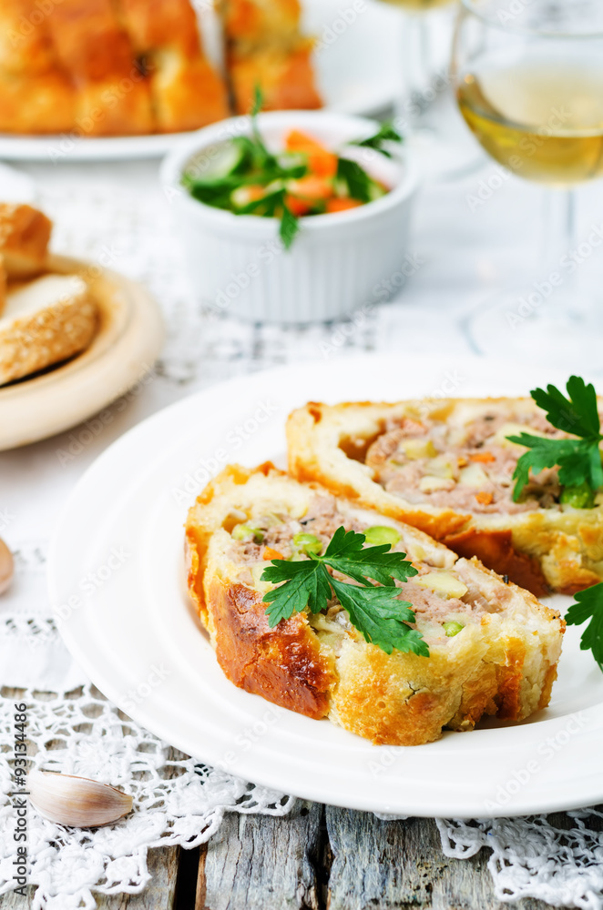 minced beef Wellington with vegetables minced beef Wellington with vegetables