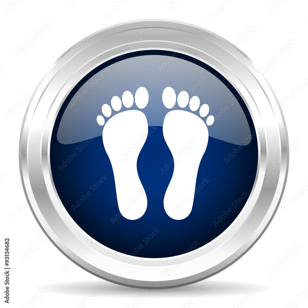 foot cirle glossy dark blue web icon on white background foot cirle glossy dark blue web icon on white background